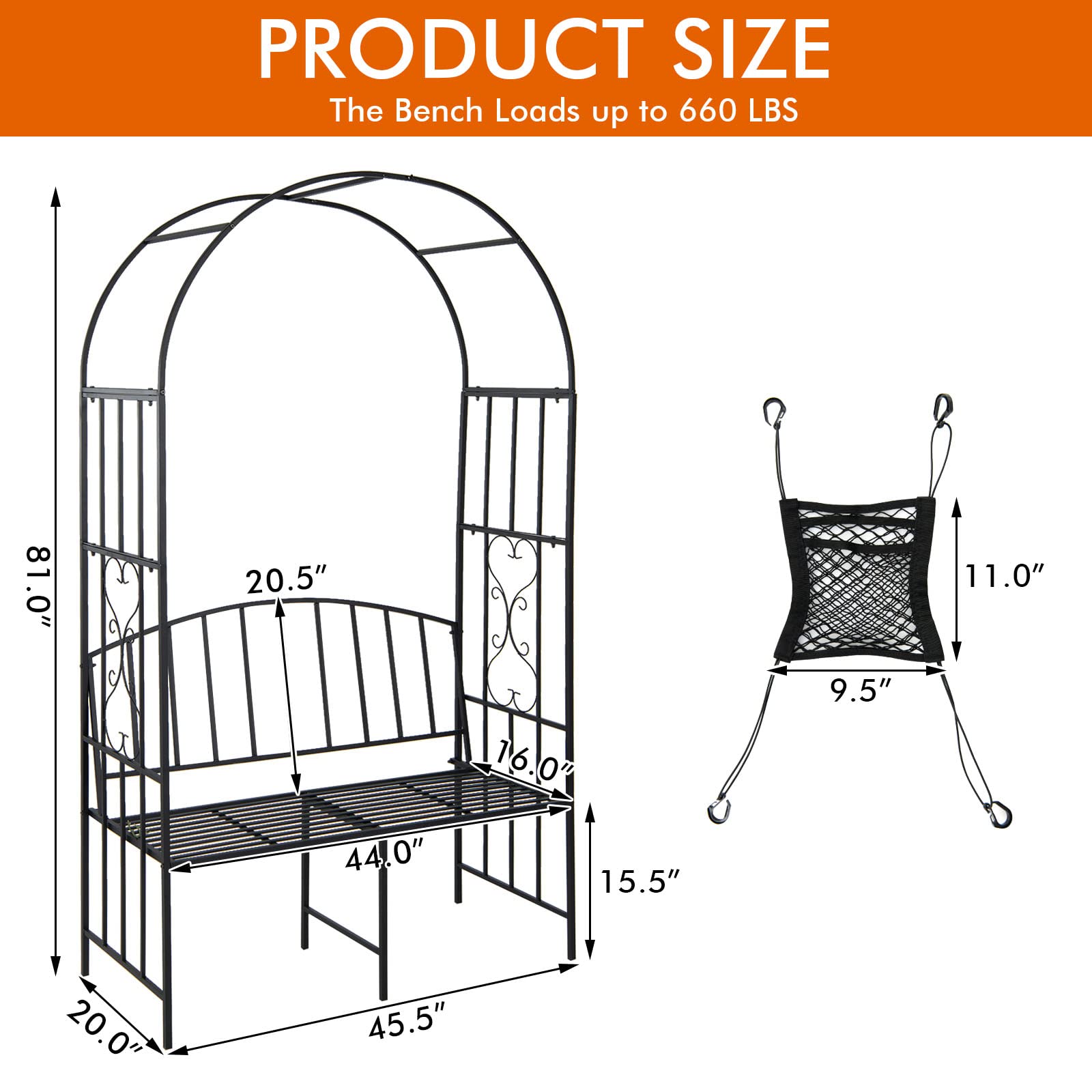 Amazon.com : Giantex 81in Metal Garden Arch with Bench, Outdoor